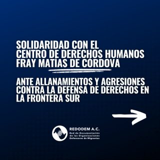❗Allanar una organización que defiende derechos humanos no es un incidente menor. Lo ocurrido en el Fray Matías en Tapachula refleja un contexto cada vez más adverso para quienes acompañan a personas en movilidad.

Consulta nuestro comunicado completo en nuestra biografía o en enlace que aparece a continuación: https://tr.ee/V-y7EXkbgx